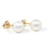 Earrings in K14 gold with natural pearls in white color 19047