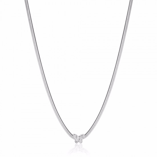 Women's necklace with the butterfly with white crystals in stainless steel  CK1821