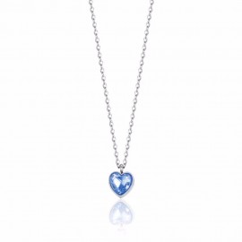 Women's necklace with a heart with crystal in blue color stainless steel  CK1815