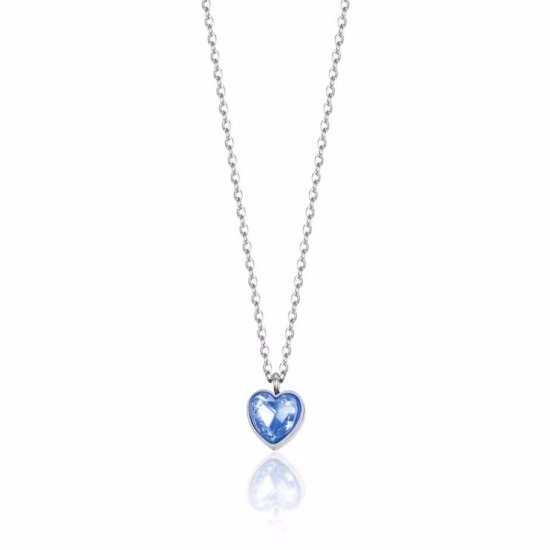 Women's necklace with a heart with crystal in blue color stainless steel  CK1815