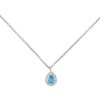 Silver necklace 925 with rosette in drop design with natural zircons  K-97-AQUA