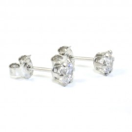 Earrings in white gold K14 solitaire  13047