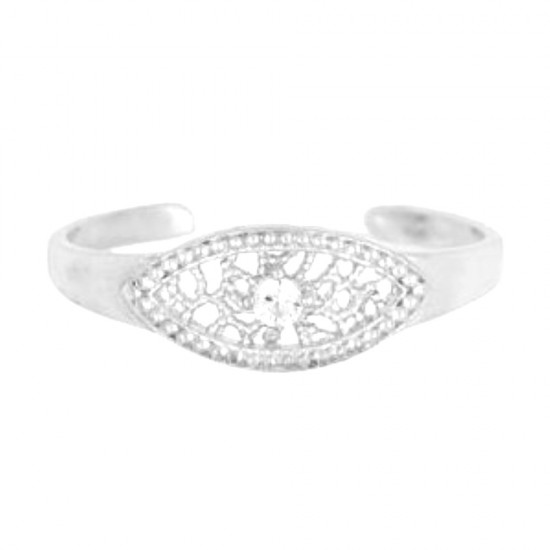 Sterling Silver Eyelet Ring 925 with Natural Zircon  D-58-AS