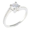 Ring in white gold K14 single stone with natural zircons in white color  23521
