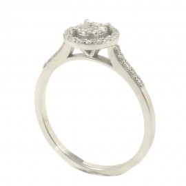 Δαχτυλίδι σε λευκό χρυσό Κ18 ροζέτα με φυσικά διαμάντια 9179