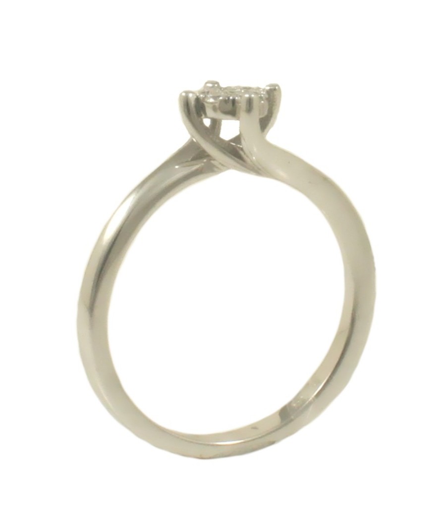 Ring in white gold K18 single stone with 7 natural diamonds  8207