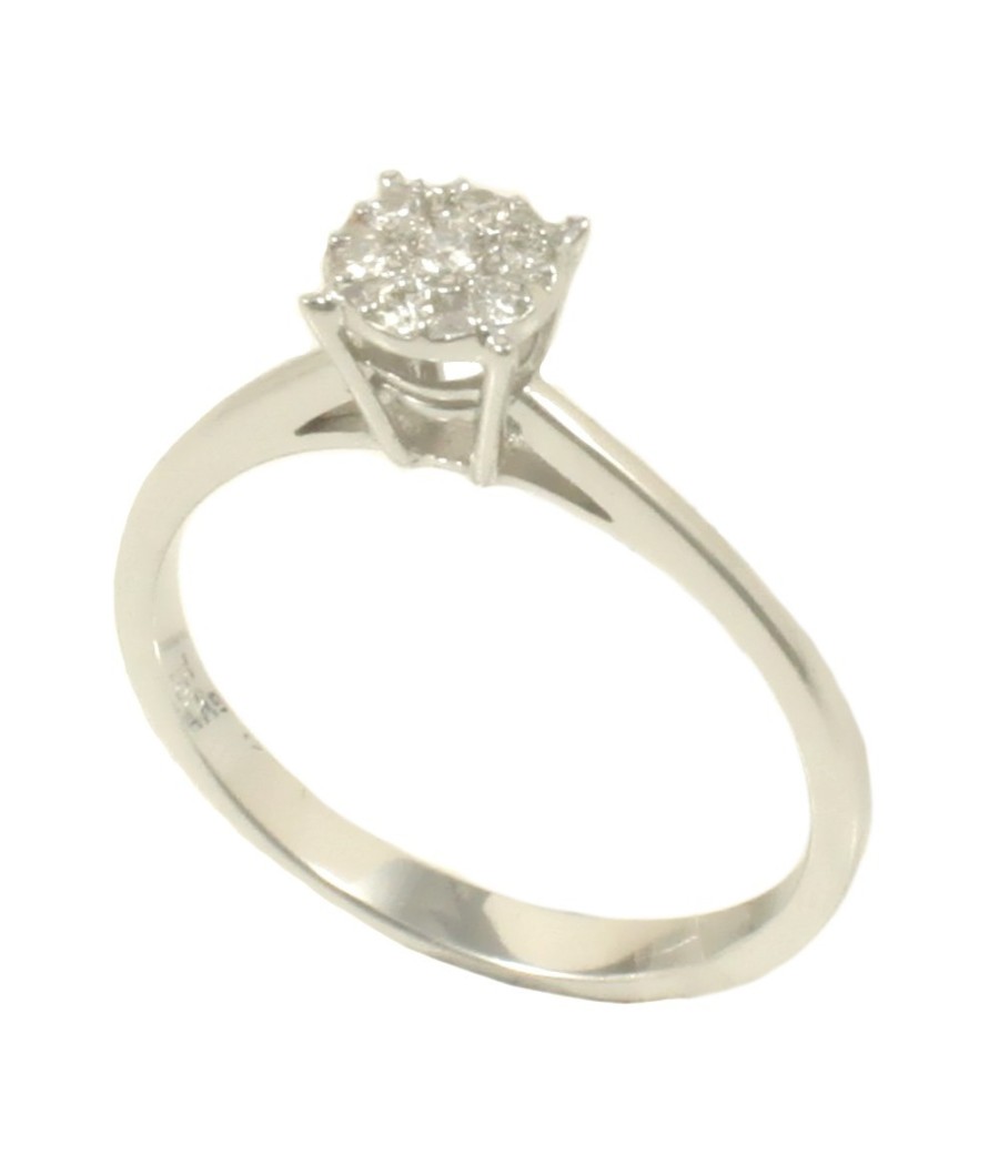 18K white gold engagement ring with 7 diamonds 0.10ct
