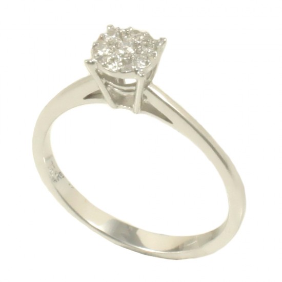 Δαχτυλίδι σε λευκό χρυσό Κ18 μονόπετρο με φυσικά διαμάντια 5033
