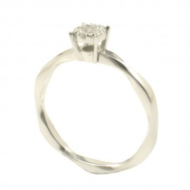 Ring in white gold K18 solitaire with 7 natural diamonds  9279
