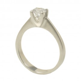 Ring in white gold K14 solitaire with natural zircon in white color 300153