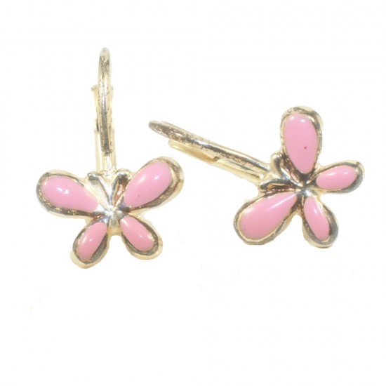 Children's earrings made of silver gold plated with butterflies colored with enamel 14215