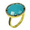 Silver ring 925 gold-plated with turquoise on the head 