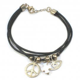 Leather bracelet with 925 silver designs  DB1129