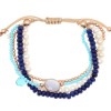 Rose Gold Plated Sterling Silver Bracelet with Turquoise Synthetic Pearls and Blue Crystals