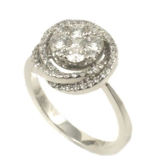 Ring in K18 white gold with 78 natural diamonds total weight 3.65gr 3544