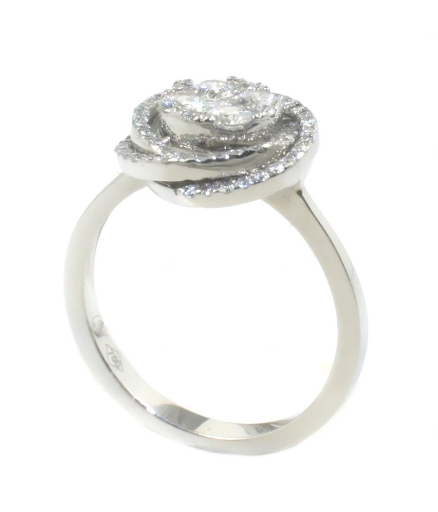 18K white gold ring with 78 natural diamonds and excellent cut