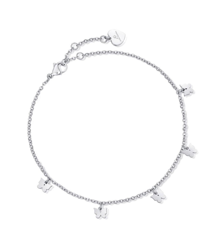 Stainless Steel Butterfly Anklet – Silver