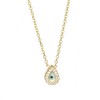 Sterling silver necklace gold plated with eye drop design with white zircons and mother of pearl  168123