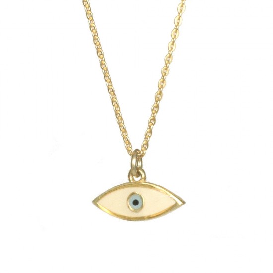 Gold-plated silver necklace with an enamel eye 