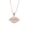 Sterling silver necklace with lips design with white zircon and rose gold plating Chain Length 40-45cm