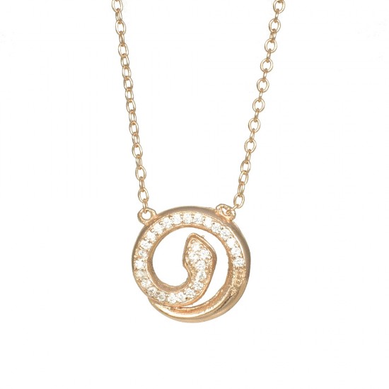 Silver necklace with snake pattern with rose gold plating  040710