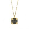 Silver necklace with the Cross gold-plated and black zircons 