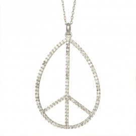 Necklace made of silver with the sign of peace in the shape of a drop 