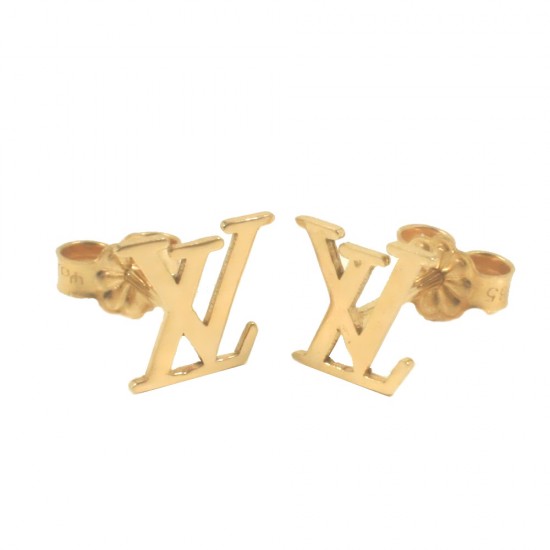 Earrings in pink gold K14 with monogram design LV 0807