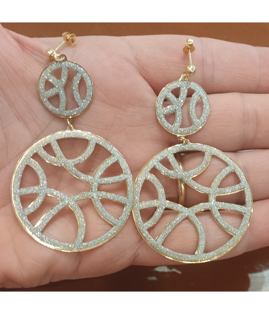 Silver Plated Earrings with White Glitter Pattern Earrings 