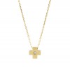 Necklace in K9 gold with Cross and zircon in white color  1213C
