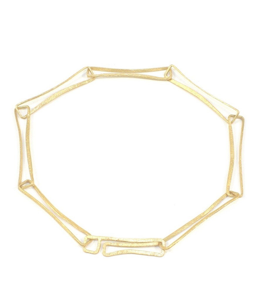 Βραχιόλι paper clip σε σατινέ χρυσό Κ14 χειροποίητο