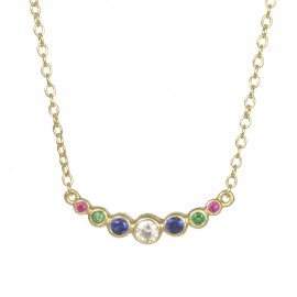 Rainbow silver necklace gold-plated and natural colored zircons 04071496