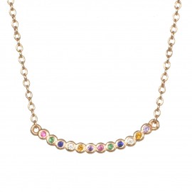 Rainbow silver necklace with natural zircons  04071495