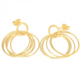 Earrings in satin gold K14 handmade hanging hoops E180