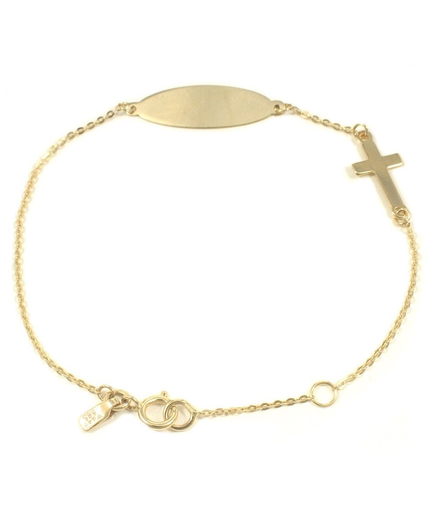 14K gold baby ID bracelet with cross – 16.5 cm, 1.20 g
