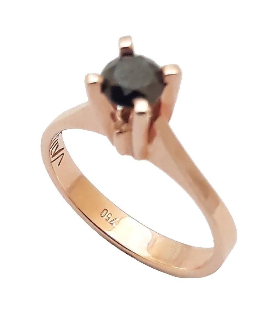 "18K rose gold solitaire ring with 0.53ct black diamond, size 54 – Vittas Jewels"