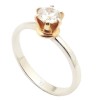Ring in white gold K14 solitaire with natural zircon in white color and rose gold center base 