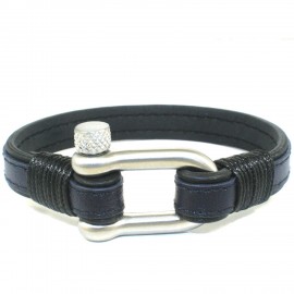 Men's handcuff with blue and black leather  13-06-0257