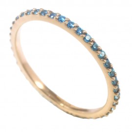 Δαχτυλίδι σε ροζ χρυσό Κ14 με φυσικά ζιρκόνια σε χρώμα aqua marine  P115115