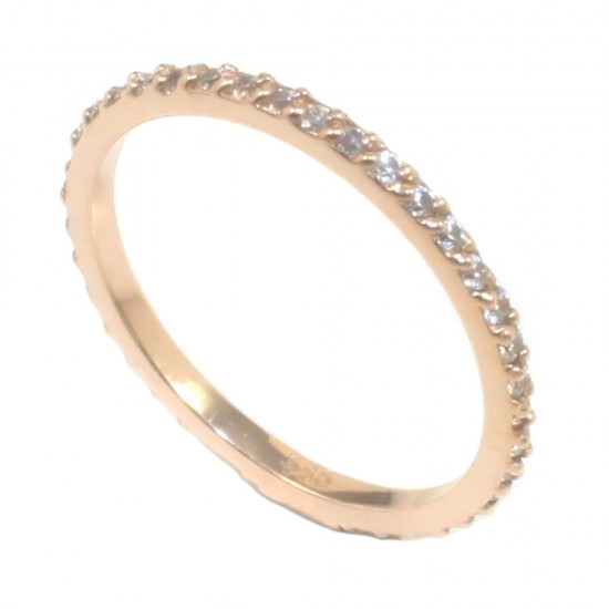 Δαχτυλίδι σε ροζ χρυσό Κ14 με φυσικά ζιρκόνια σε λευκό χρώμα   P120120