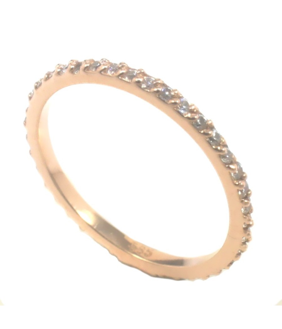 Ring in rose gold K14 with natural zircons in white color  P120120