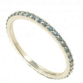 White gold K14 ring full with aqua marine color zircon 12512.5