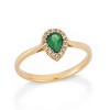 Gold K18 ring with drop-shaped emerald and white diamonds 5629