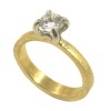 Solitaire ring in satin gold K14 handmade with zircon in white color DR06