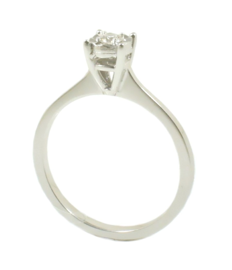 Solitaire ring in white gold K18 with natural diamond  007590