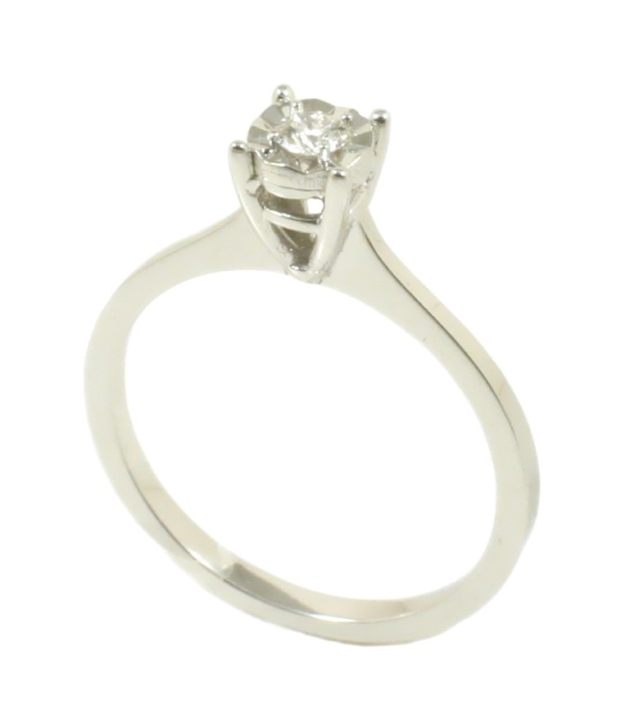 Solitaire ring in white gold K18 with natural diamond  007590