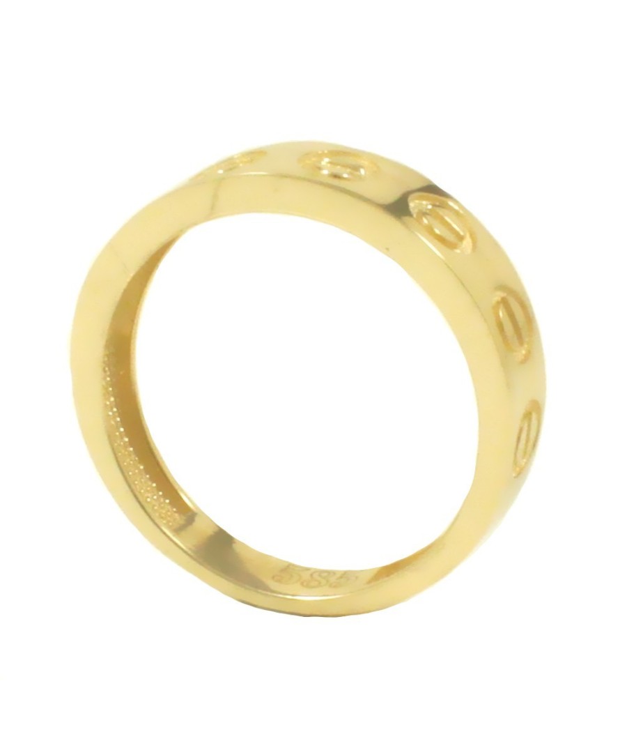 14K gold polished ring with screw design