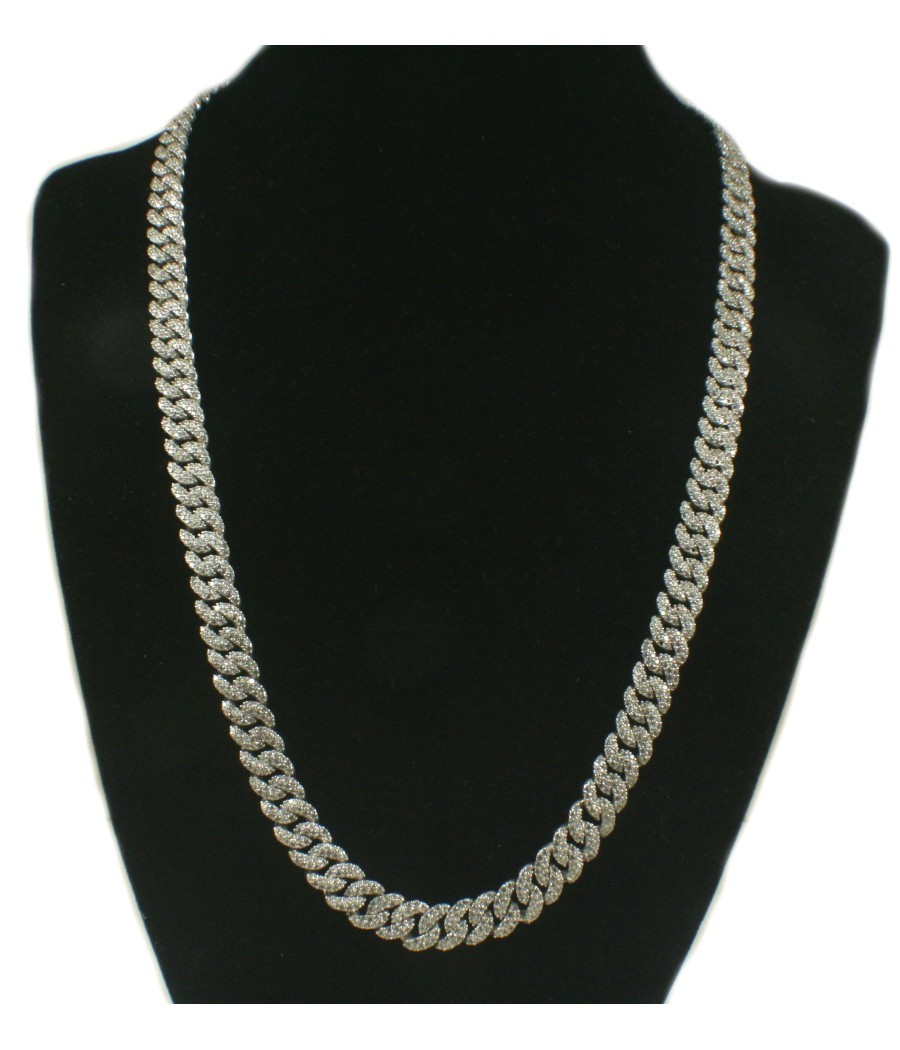 Women’s sterling silver necklace with white zircon stones, 50 cm