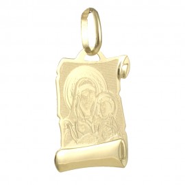 Pendant in K14 gold with the image of the Virgin Mary and Jesus  0535