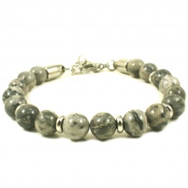 Men's handcuff with stones in gray color  KBRSTS